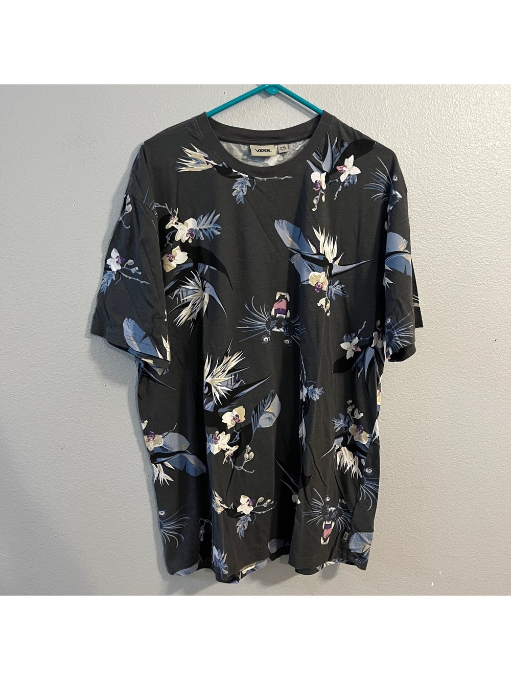 Vans Panther Hawaiian Floral Orchid T Shirt Mens XXL Gray All Over Print